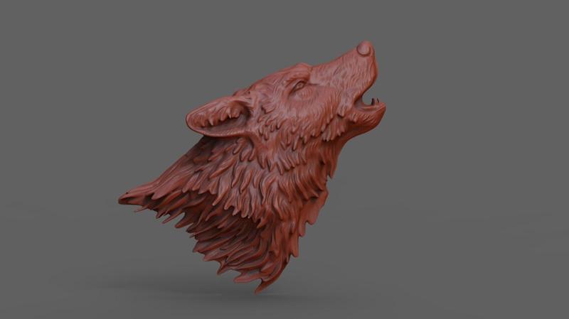Howling wolf bas relief