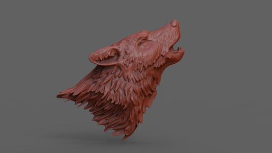 Howling wolf bas relief