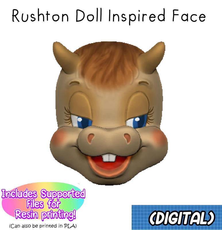 Rushton Art Doll Face: Cow For FDM or SLA Printing