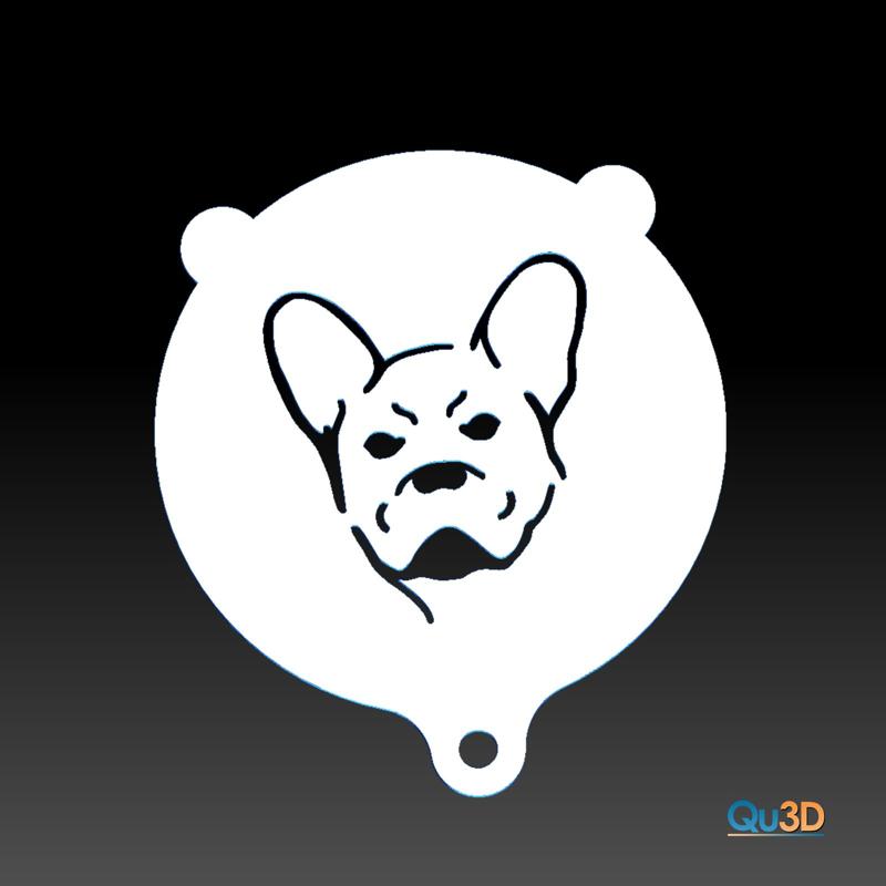 Stencil for latte, cappuccino, baking, French bulldog, portrait
