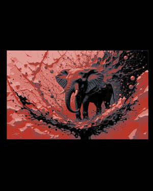 Artist rendition of the grandeur of the Elephant in red and black - Hueforge art