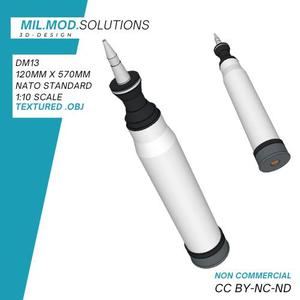 DM13 120mm x 570mm NATO Ammunition .obj model VR gaming