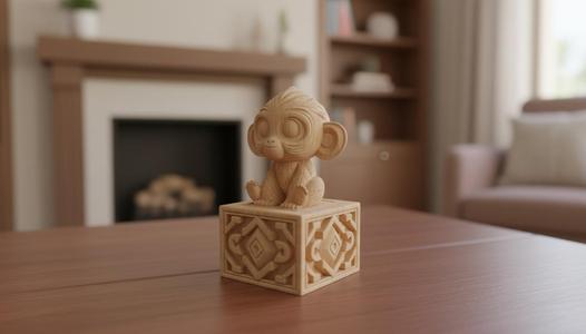 Whimsical Wooden Monkey