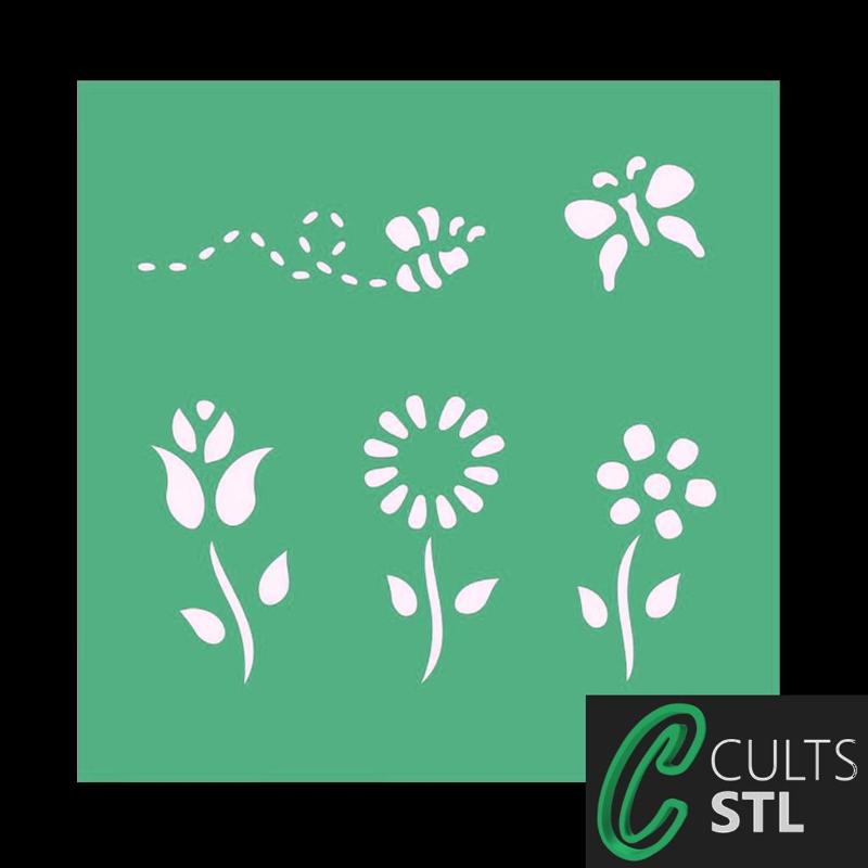 Stencil Floral Abelha - 10x10cm