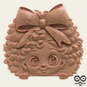 CurliPop Girl – Cute Chibi Style 3D Model for Printing or CNC