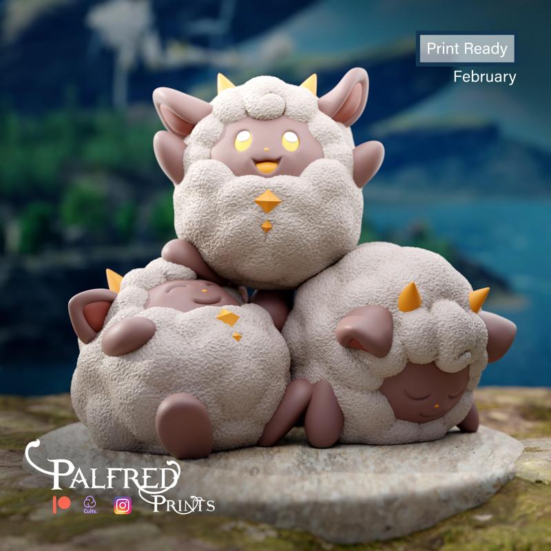 Lamball Palworld statue fanart FREE