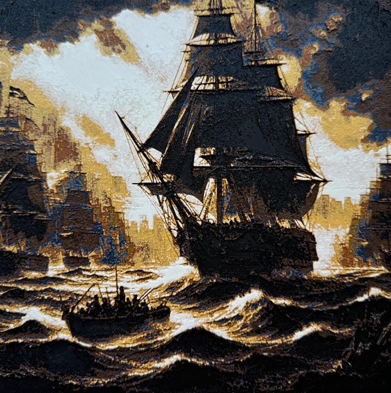 Sailing ship entering the bay