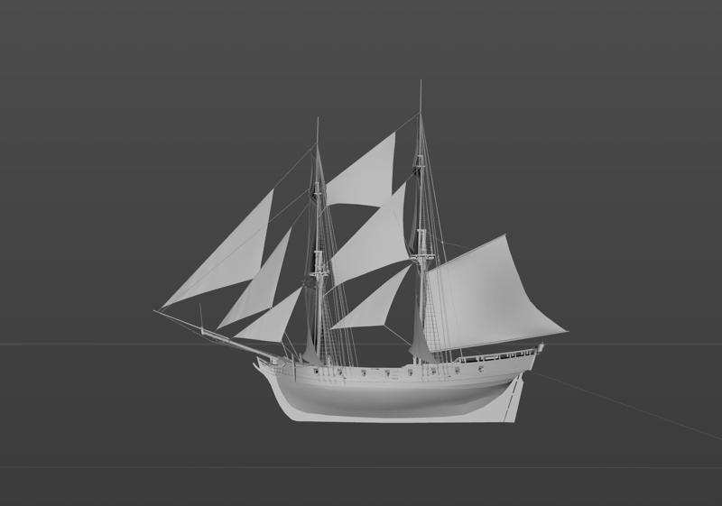 [Naval Action] Rookie_Brig sailboat digital model