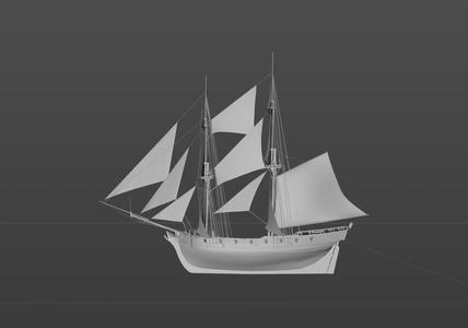 [Naval Action] Rookie_Brig sailboat digital model