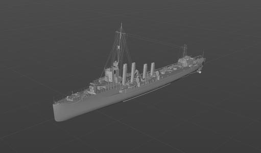 Digital model of the French destroyer Ensign Gaborde