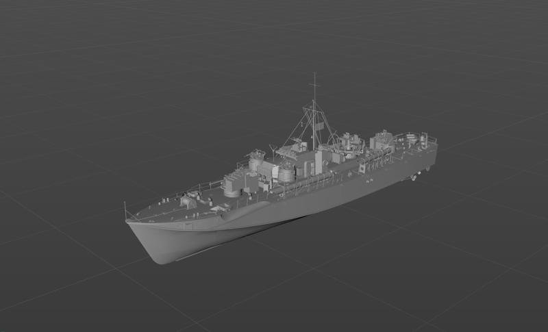 British MTB5001 torpedo boat 3D model material