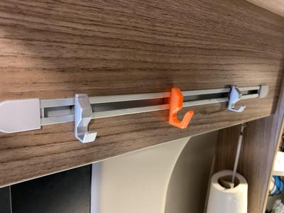 Camping Car hook for metal strip.  Camper hook for metal strip