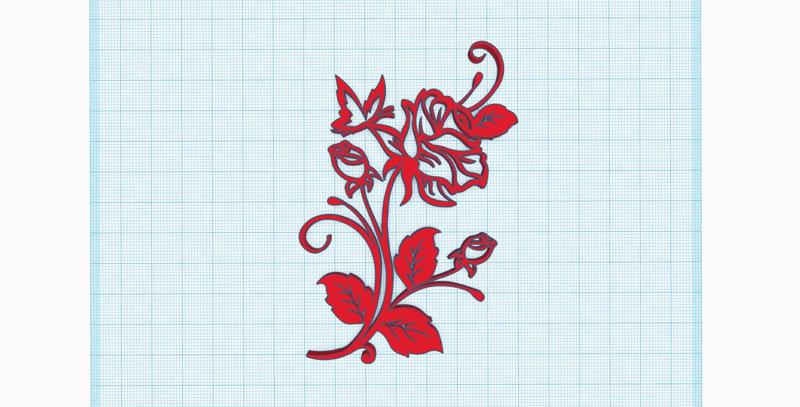 Roses and butterfly wall art outline