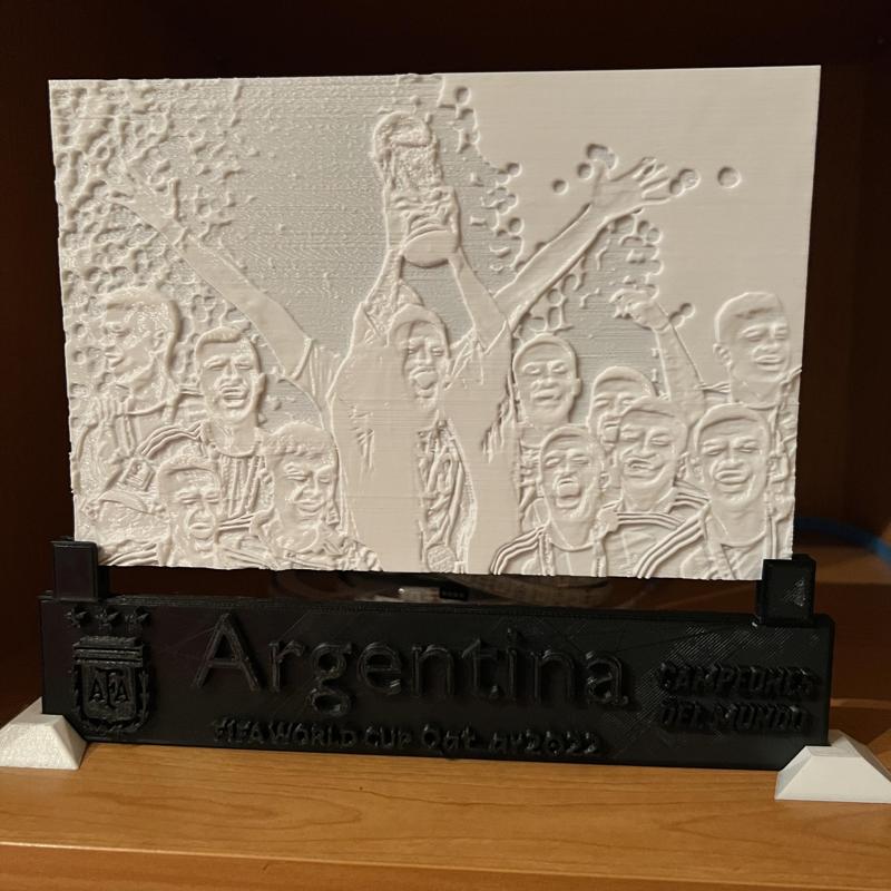 Argentina world Champions, Messi raise the cup Light screen - commemorative plate or stand alone feet -- Fifa World Cup - Quatar 2022