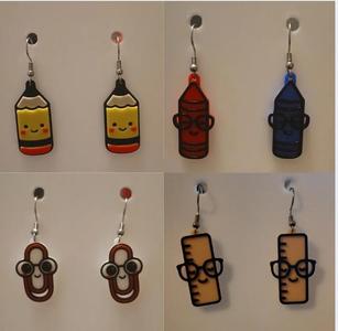 Classroom Tools Earrings & Keychain | No AMS Needed | Back to School Teacher Gift 3D Print STL