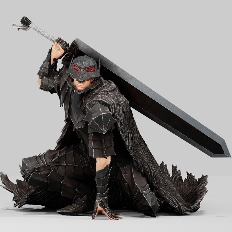 GUTS - BERSERK ARMOR WITH DRAGON SLAYER - FAN PRINT FIGURE - ABYSS ART STUDIO