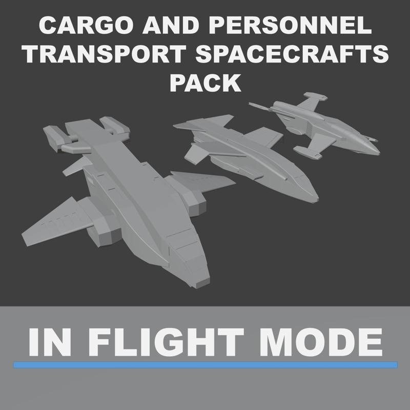 3 CARGO TRANSPORT SPACECRAFTS PACK 1 IN FLIGHT MODE