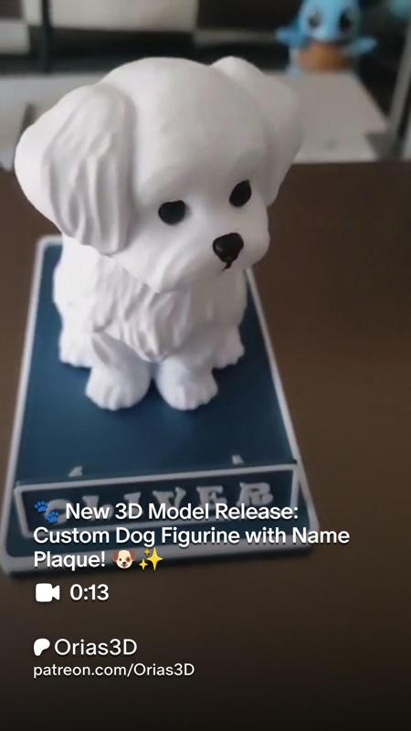 🐾 New 3D Model Release: Custom Maltese Dog Figurine with Name Plaque! 🐶✨
