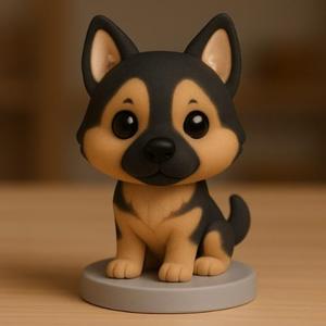 Perro Pastor alemán figura estilo chibi