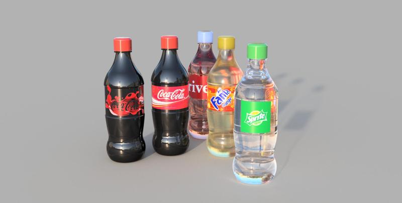 1/14 - Soda Bottle for RC decoration and cargo Coca Peps Sprit Rivell