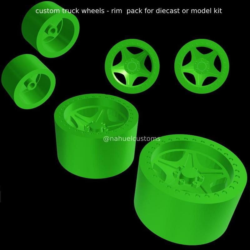 custom truck wheels - rim pack for diecast or model kit