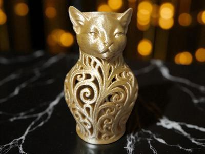Cat vase or pencil holder sculpture