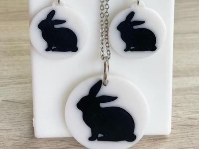 Rabbit earrings and pendant