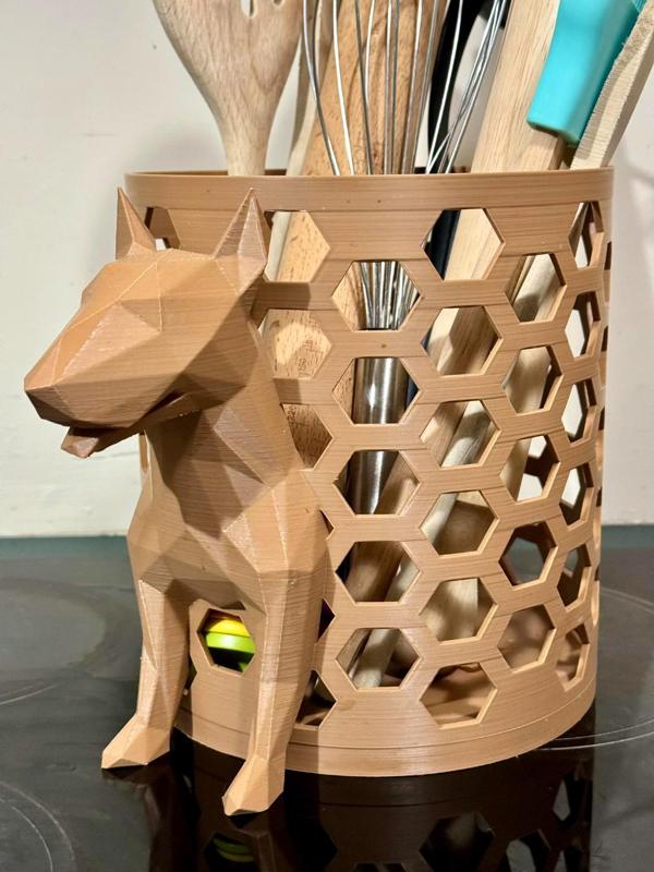 Bull Terrier Hex Utensil Bin