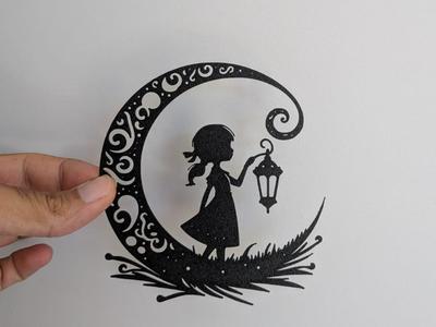 girl with lantern and moon