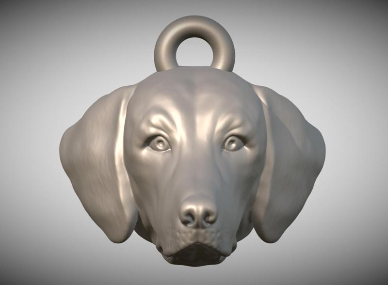 Weimaraner dog head key ring for 3D printing