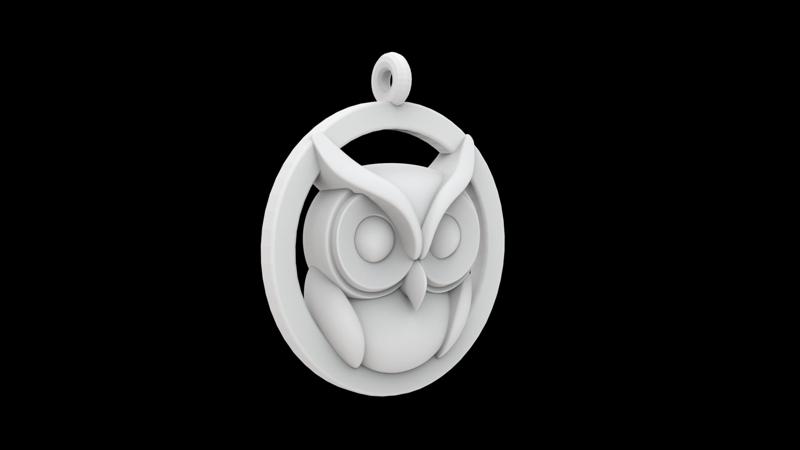 Owl Pendant 3D Print Model