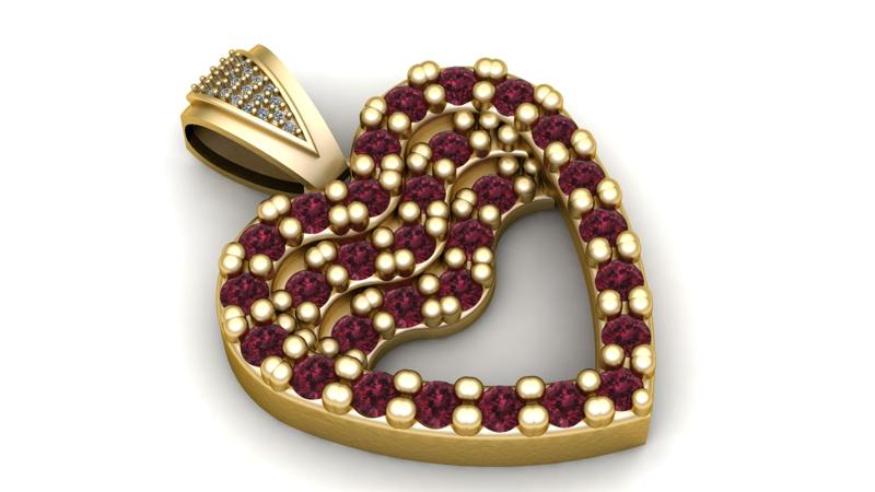 Ruby Heart Gold Pendant