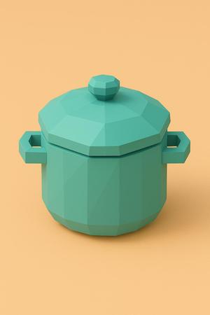 Low poly toy pot with lid