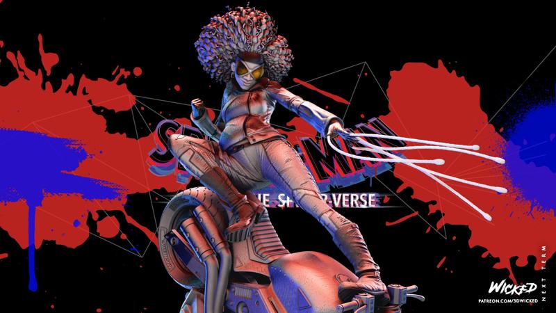 WICKED MARVEL SPIDER WOMAN SPIDER VERSE SCULPTURE 2023: TESTED AND READY FOR 3D PRINTING
