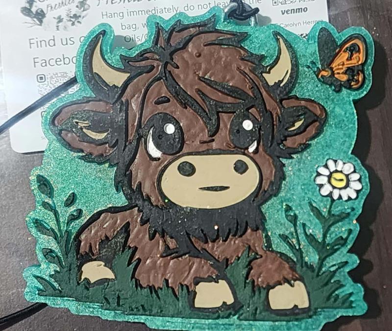 Highland Cow with Butterfly Freshie Mold - 3D Model Mold Box for Silicone Freshie Moulds