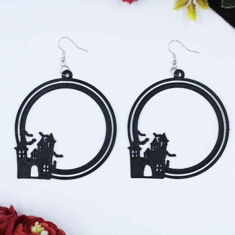 Halloween Earring Ghost House Chain Necklance Scare Castle