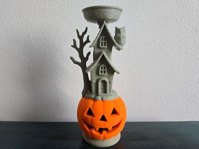 Halloween Pumpkin tealight Holder – Haunted House