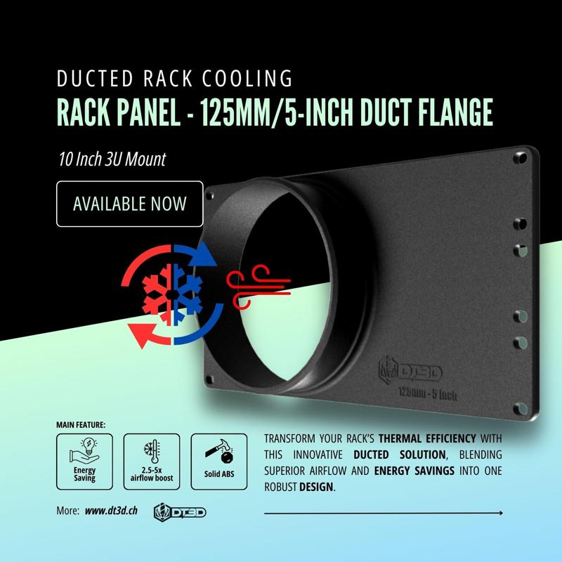 Homelab Cooling 10in Rack Duct Cooling 125mm - 5 Inch 3D Print File, High CFM, Energy Efficient