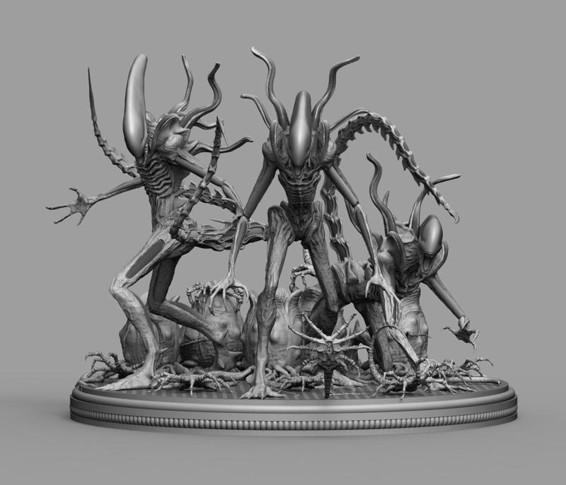 Alien Xenomorph Slenders with Eggs and Facehuggers