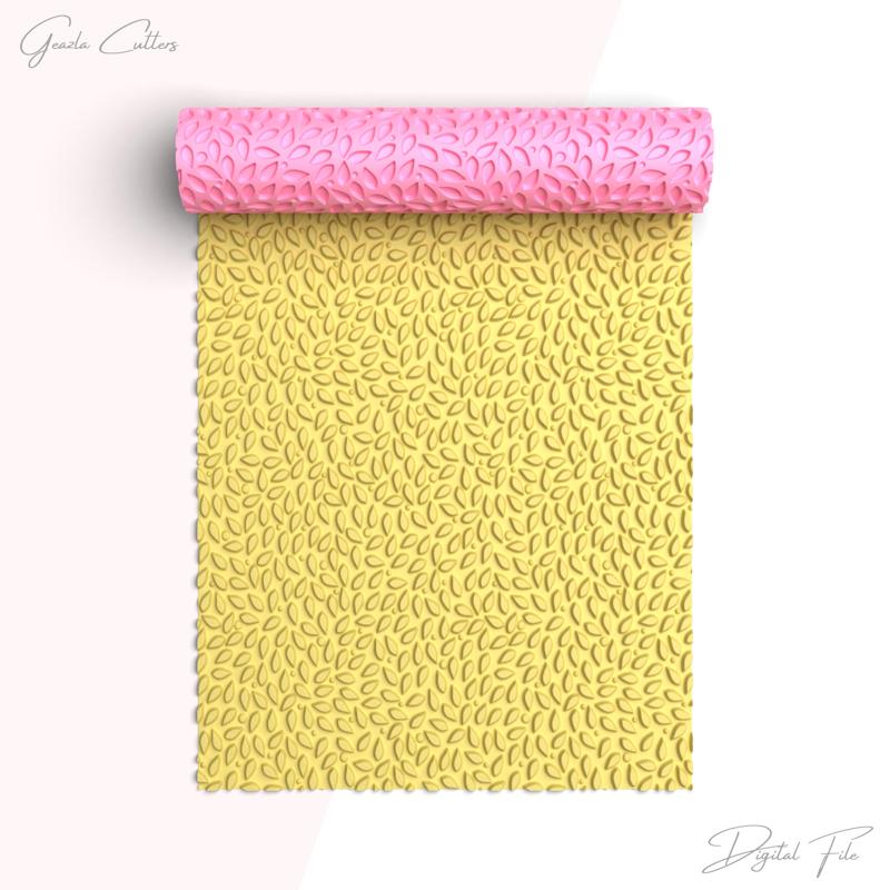 Floral Texture Roller For Polymer Clay, Leaves Clay Texture Rolling Pin, Polymer Clay Tool, Printable, Digital STL File, No: 1409