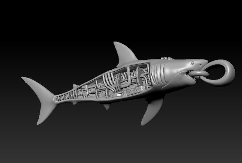 ROBOT FISH GOLD PENDANT   3d printable model