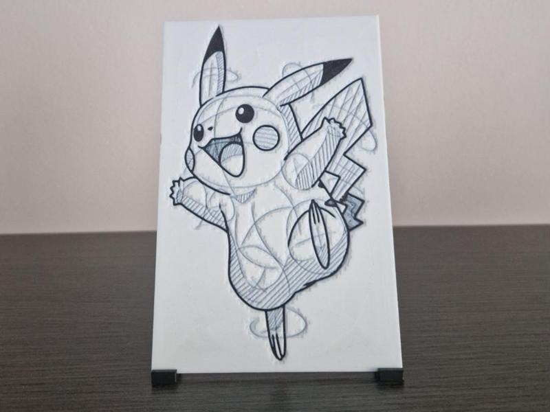 Pikachu-2 COLORS-(HueForge) Black and White