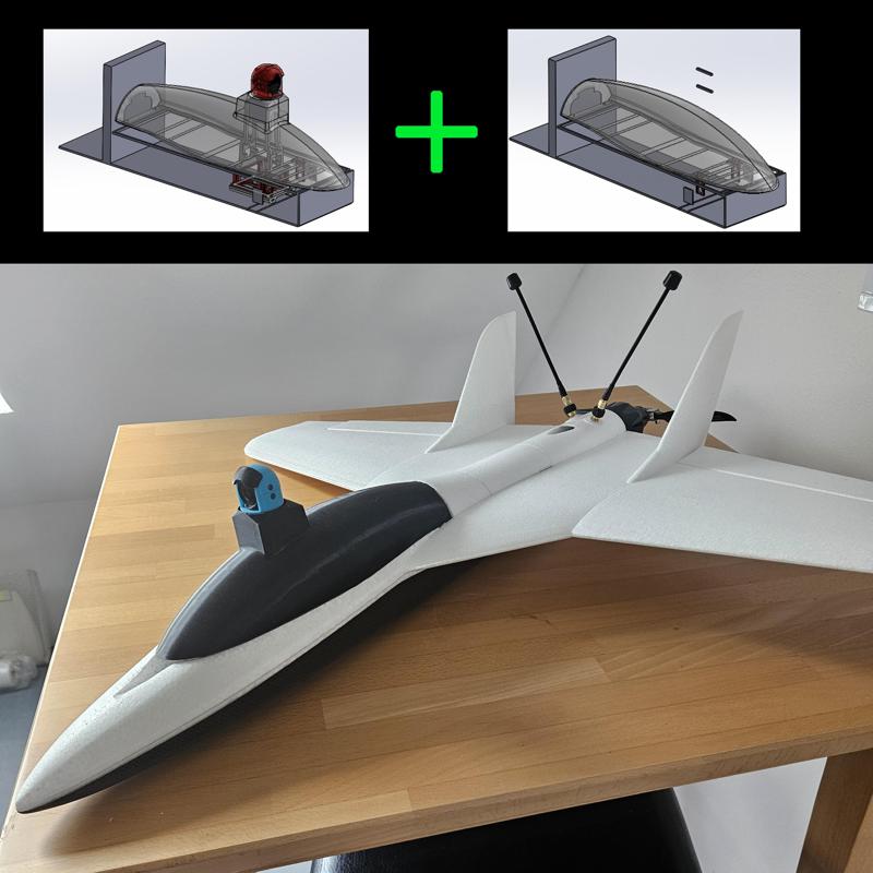 ✈️☀️FPV Haube für DJI O3 zum Einbau in Funjet Ultra von Multiplex mit Headtracking / FPV hood for DJI O3 for installation in Funjet from Multiplex with head tracking + normal hood