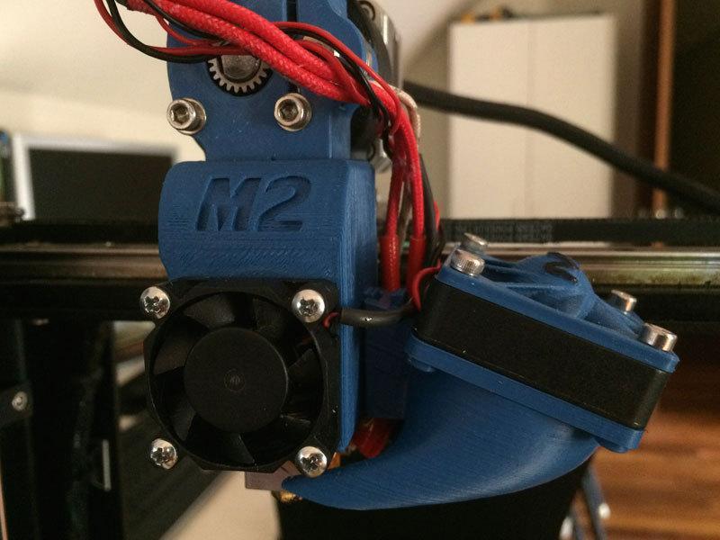 makergear m2 e3d filament drive and ez removable fan duct