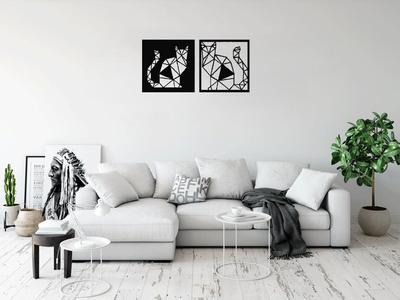 Cats duo wall decoration - Lasercut and 3d Printer ready