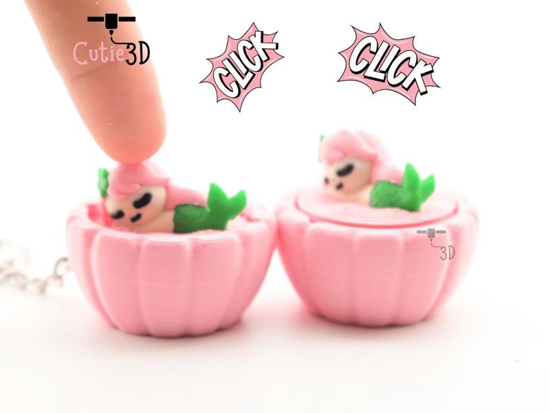 Cutie3D Sleeping Mermaid Keycap Fidget Clicker Keychain - Cute Backpack Keychain