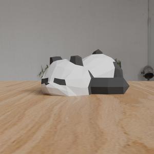 Panda Lying Down - Polygonal Art
