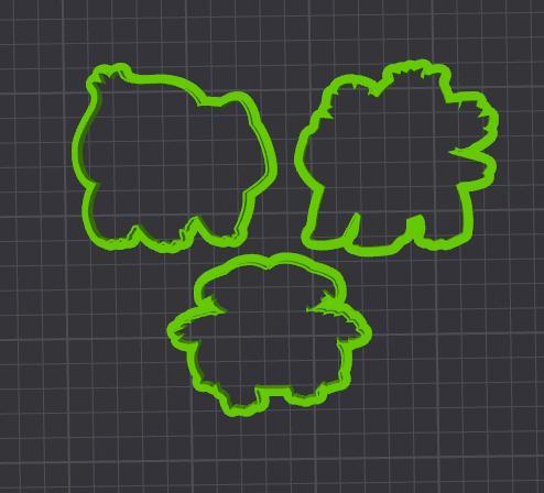 Bulbasaur, Ivysaur, Venasaur Cookie Cutter Bundle
