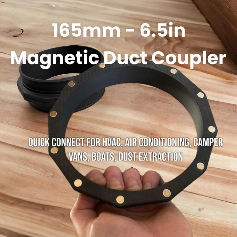 Magnetic 165mm (6.5 Inch) Duct Coupler - 3D File Set | Quick Connect for HVAC, Air Conditioning, Camper Vans, Boats, Dust Extraction