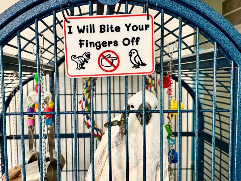 "I Will Bite Your Fingers Off" Sign for Parrots